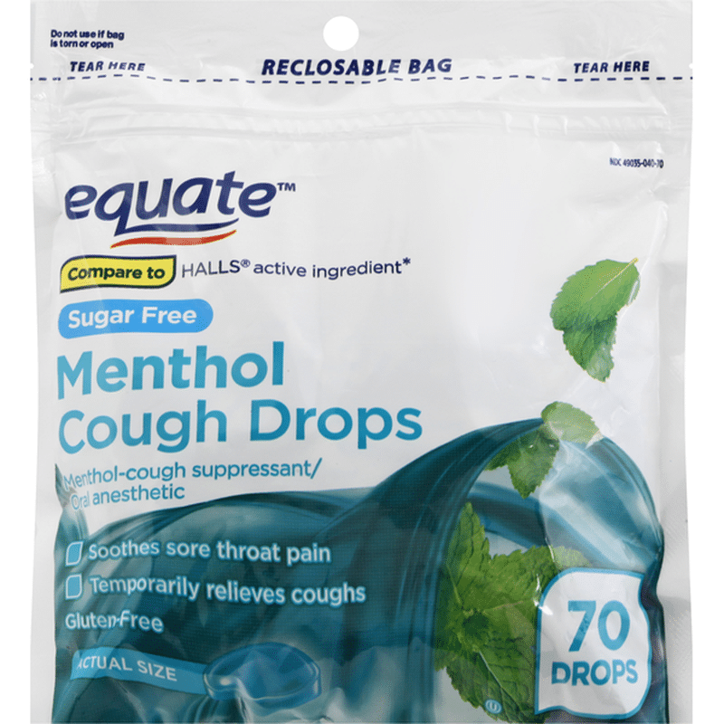 Equate Cough Drops, Sugar Free, Menthol (70 Each) - Instacart