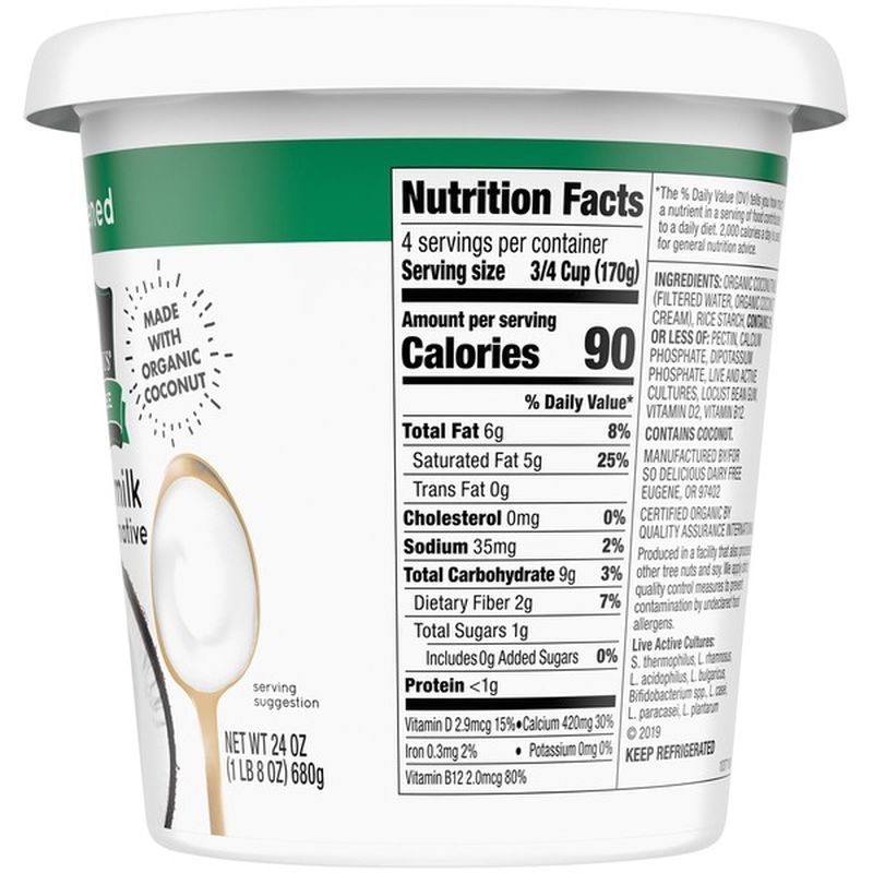 So Delicious Dairy Free Unsweetened Plain Coconutmilk Yogurt (24 oz