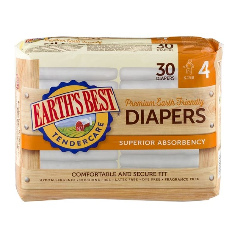 Earth's Best Diapers, Premium Earth Friendly, 4 (2237 lbs) (30 each