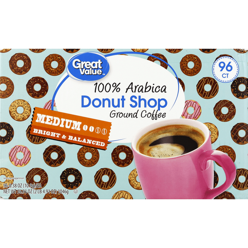 Great Value Coffee, 100 Arabica, Ground, Medium Roast, Donut Shop