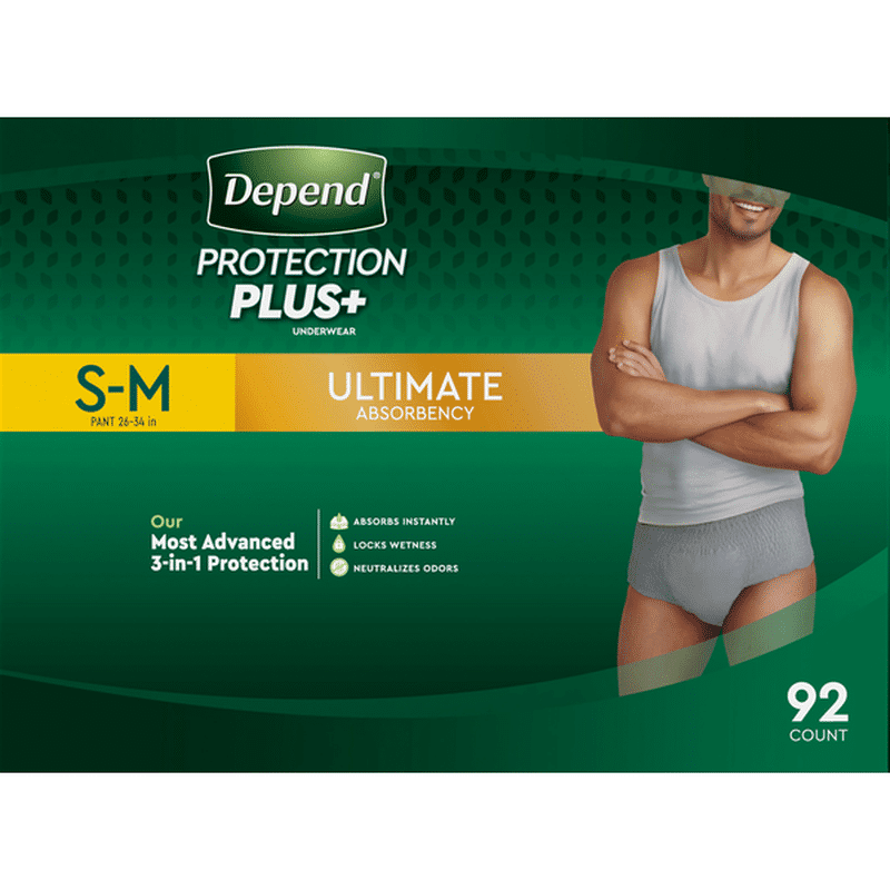 Depend Underwear, Ultimate Absorbency, S-M (92 each) - Instacart