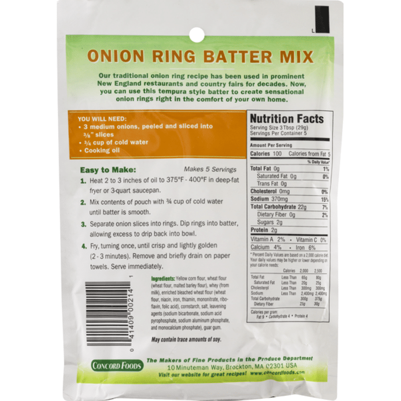 Concord Foods Batter Mix, Onion Ring, Tempura Style (5.2 oz) Instacart