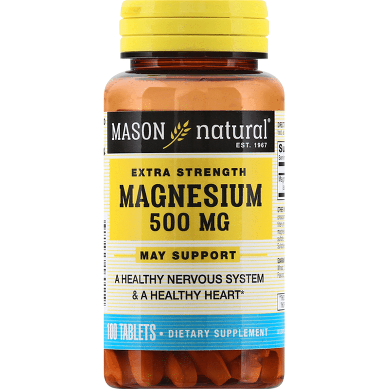 Mason Natural Magnesium, Extra Strength, 500 mg, Tablets (100 each