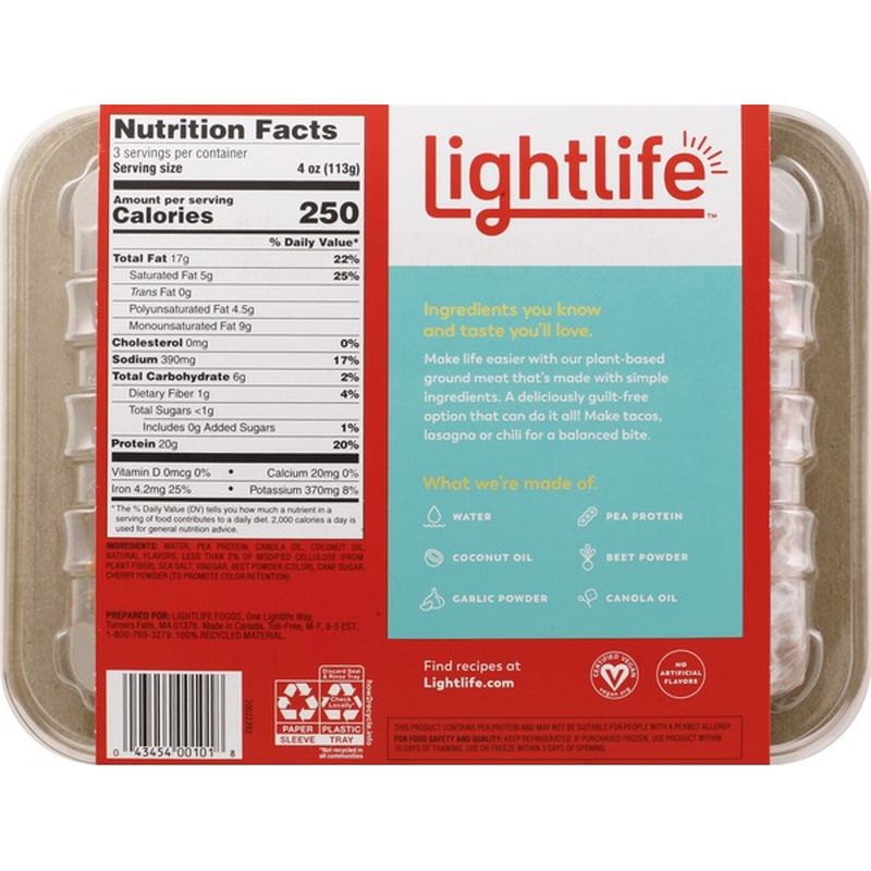 Lightlife Ground Meat, PlantBased (12 oz) from Big Y