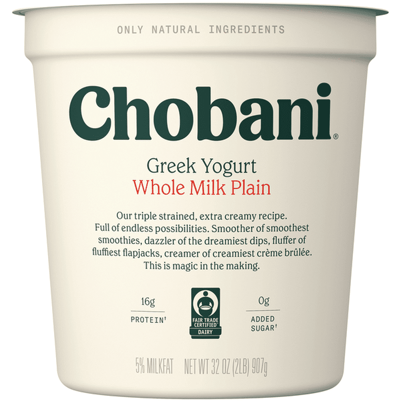 Chobani Whole Milk Plain Greek Yogurt (32 oz) Instacart