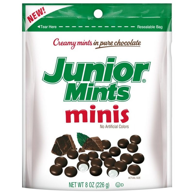 Junior Mints Creamy Mints, in Pure Chocolate, Minis, Pouch (8 oz