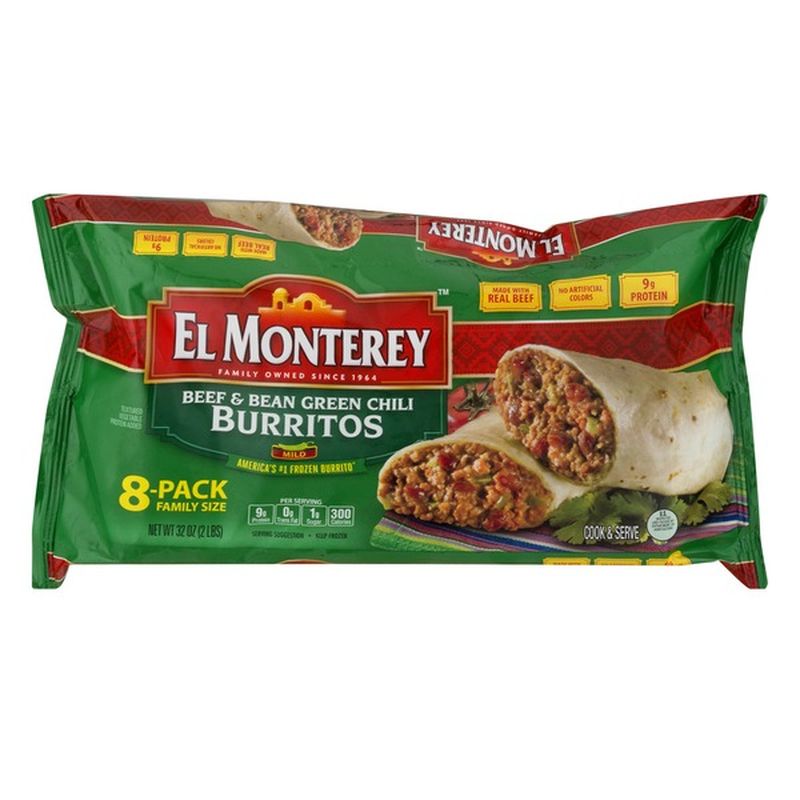 El Monterey Beef & Bean Green Chili Burritos 8 ct Pack (32 oz) from Cub ...