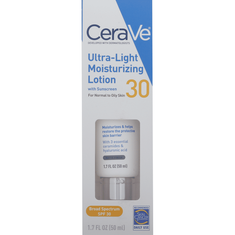 CeraVe Moisturizing Lotion, with Sunscreen, Ultra-Light, Broad Spectrum ...