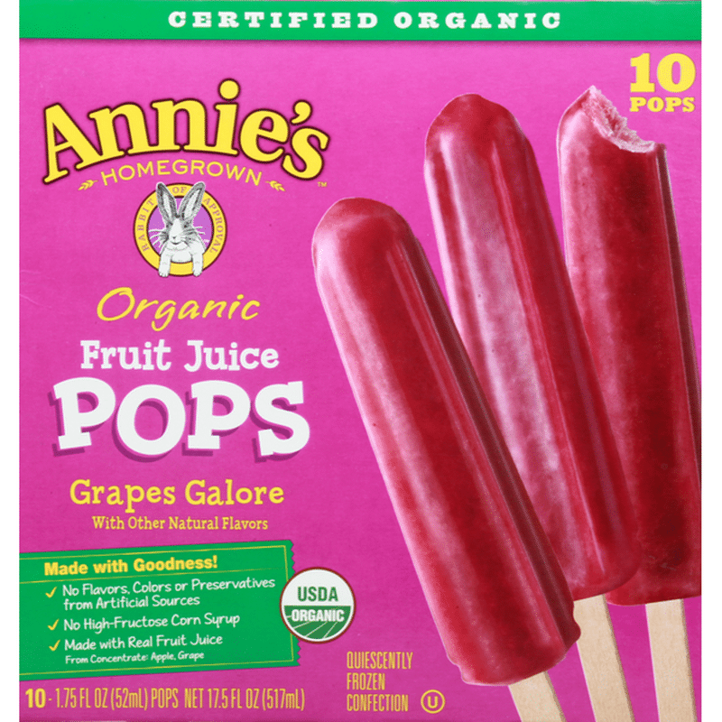 Annie's Fruit Juice Pops, Organic, Grapes Galore (10 each) Instacart