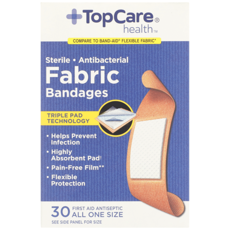 TopCare Antibacterial Fabric First Aid Antiseptic All One Size Bandages