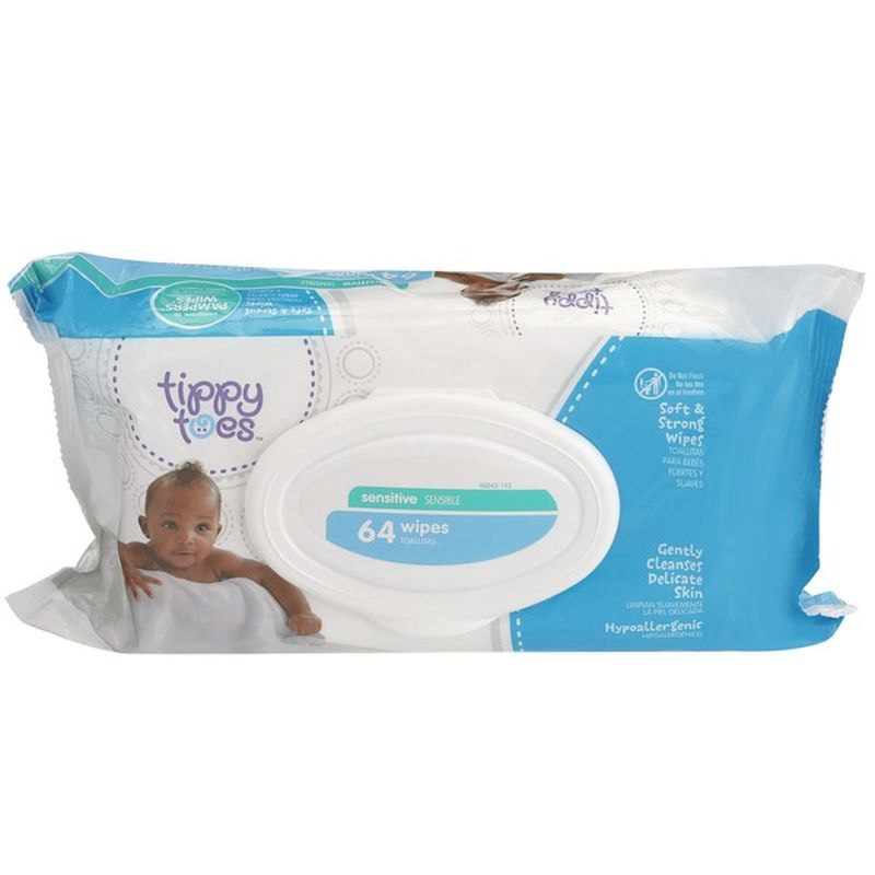 Tippy Toes by TopCare Wipes, Sensitive, Soft & Strong (64 each) from