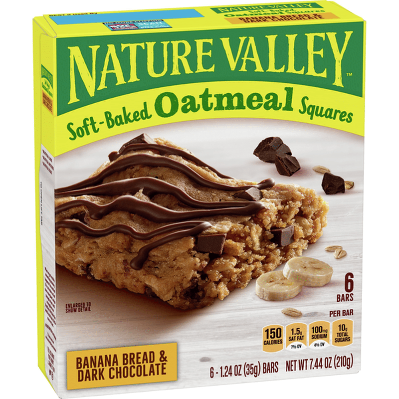 Nature Valley Soft Baked Oatmeal Squares Banana Bread & Dark Choc 6 Ct