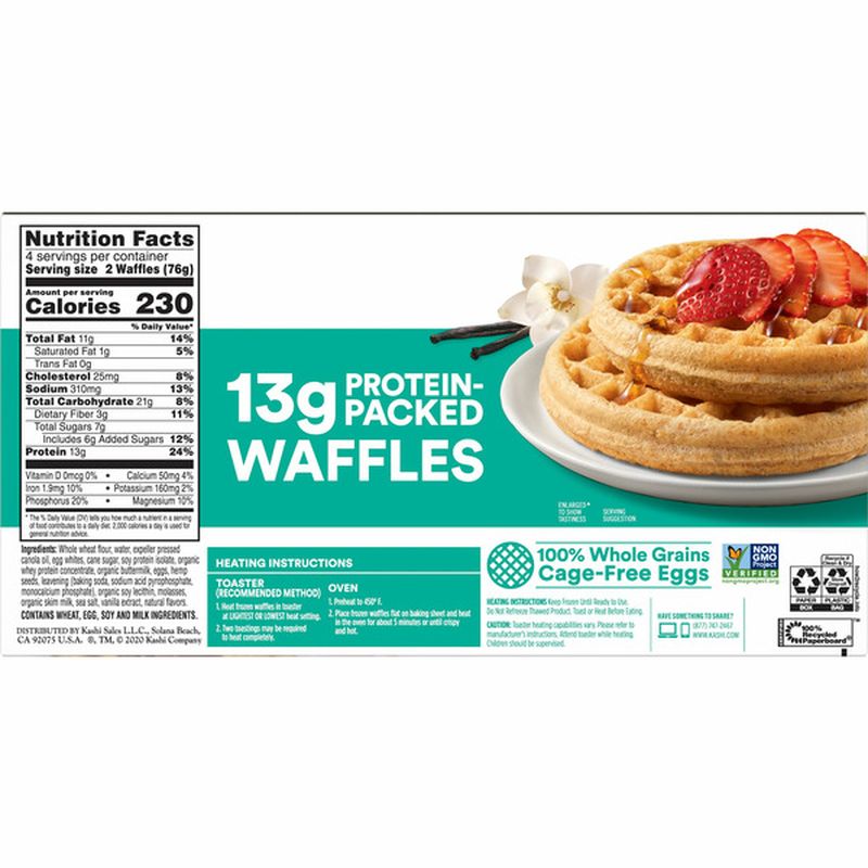 Kellogg's Kashi GO Frozen Protein Waffles, Whole Grain Waffles, Frozen