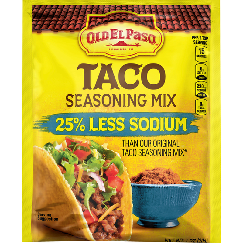 Old El Paso Taco Seasoning Mix, 25 Less Sodium (1 oz) from ShopRite