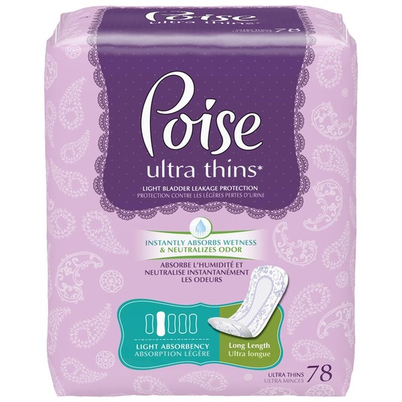 Poise Ultra Thins Light Absorbency Long Length Incontinence Pads Instacart