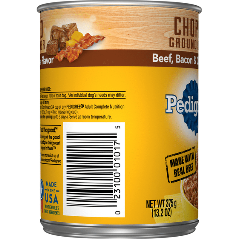 Pedigree Dog Food, Beef, Bacon & Cheese Flavor, Chopped Ground Dinner