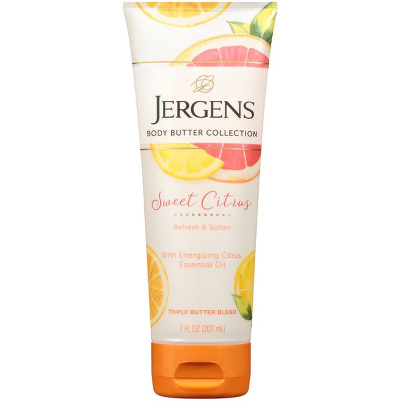 JERGENS Body Butter Sweet Citrus Hand and Body Lotion, Moisturizer with Energizing Esssential