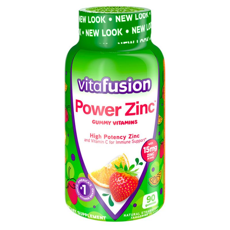 VitaFusion Power Zinc Gummy Vitamins, 15Mg Zinc Plus 270Mg Vitamin C Per Serving For Immune