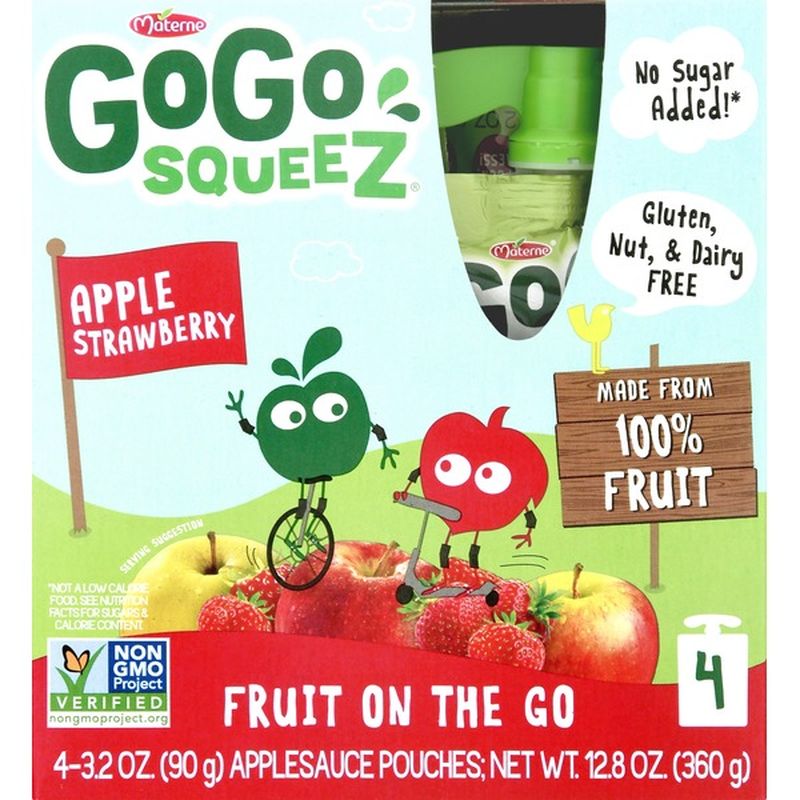 GoGo Squeez Strawberry Applesauce On The Go Pouches (3.2 oz) Instacart
