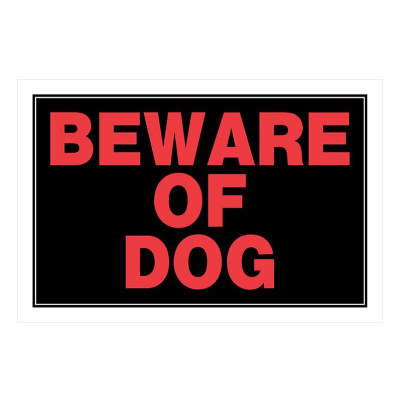 Hillman Group 8" x 12" Red & Black Styrene Beware Of Dog Bilingual Security Sign