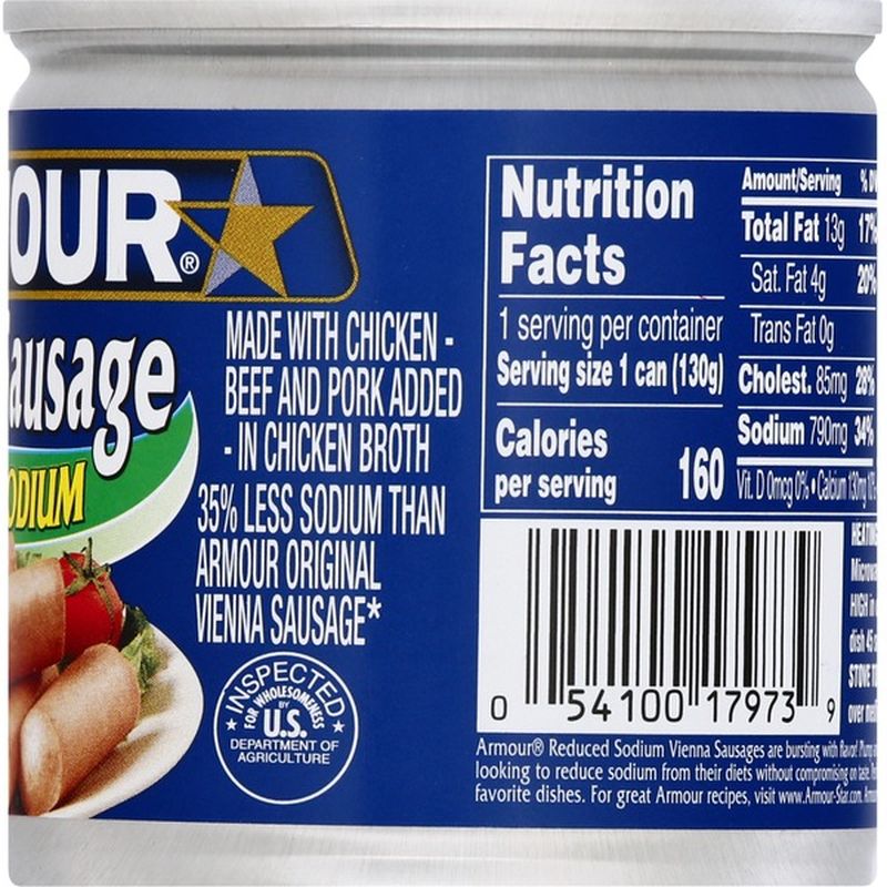 Armour Vienna Sausage Reduced Sodium 4 6 Oz Instacart