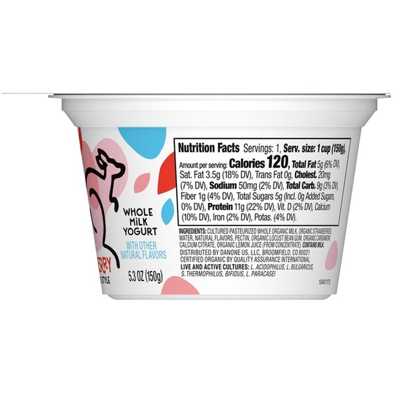 Wallaby Organic No Sugar Added Aussie Greek Strawberry Rose Whole Milk