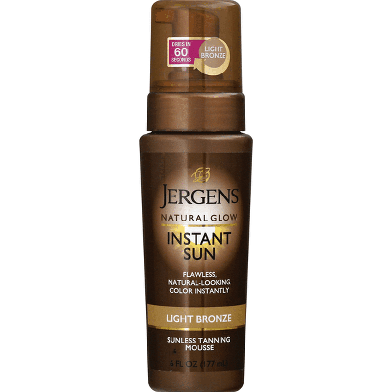 JERGENS Instant Sun Self Tanner Body Mousse, Light Bronze Tan, Sunless