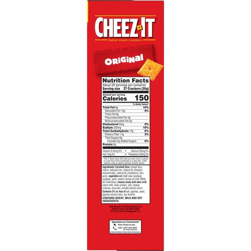 Cheez-It Baked Snack Cheese Crackers Original