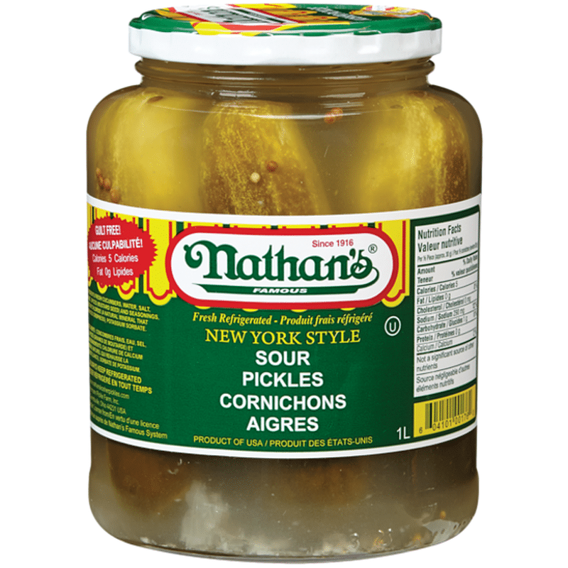 Nathan's Famous New York Sour Pickles (32 oz) Instacart