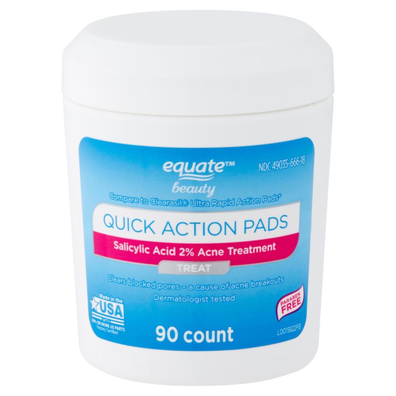 Equate Beauty 2 Salicylic Acid Acne Treatment Quick Action Pads (90 ct