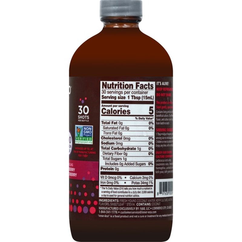 Inner Eco Probiotic Coconut Water, Sparkling Blueberry Blackberry (15