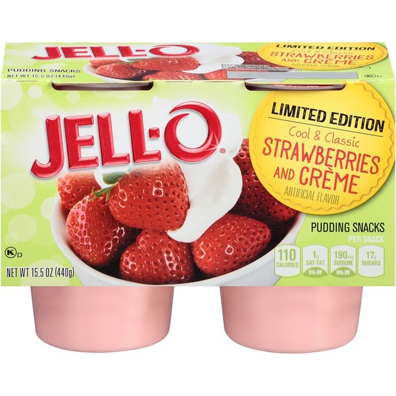 Jell-O Limited Edition Strawberries & Crème Pudding Snacks (15.5 oz ...