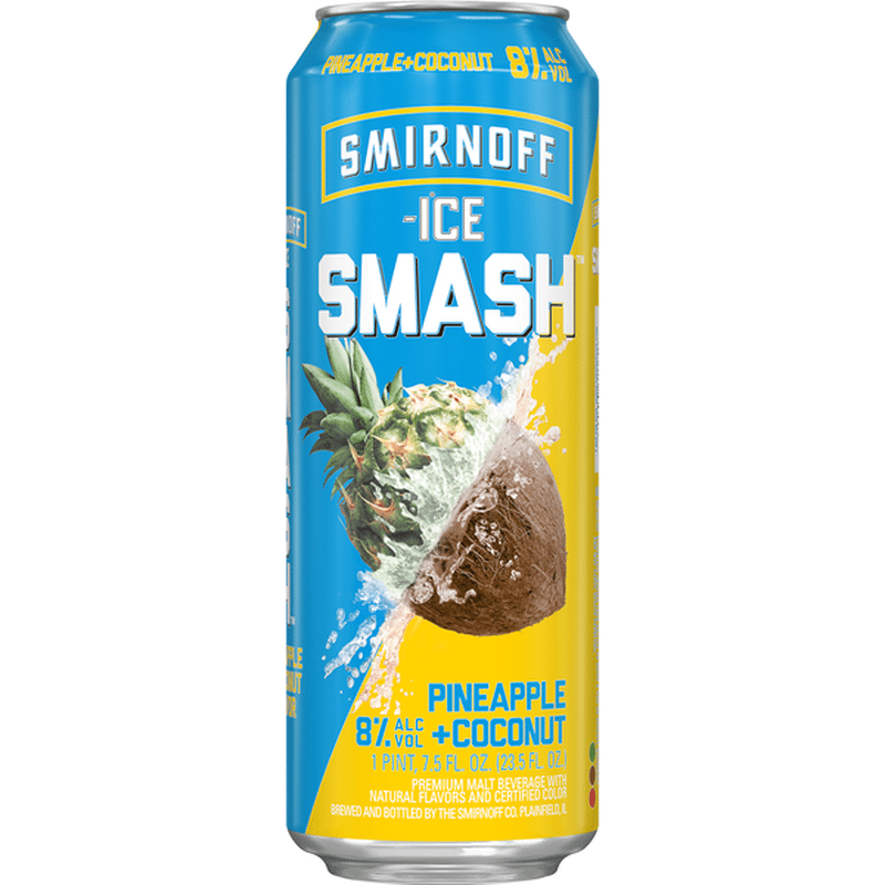 Smirnoff Ice Smash Malt Beverage, Pineapple + Coconut (23.5 oz) Instacart