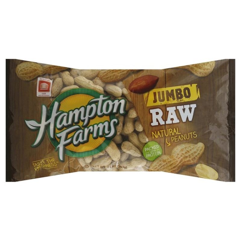 Hampton Farms Peanuts, Natural, Raw, Jumbo (2 lb) Instacart