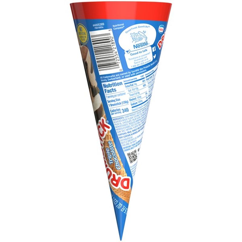 Drumstick King Size Triple Chocolate Frozen Dairy Dessert Sundae Cones (7.5 fl oz) Instacart