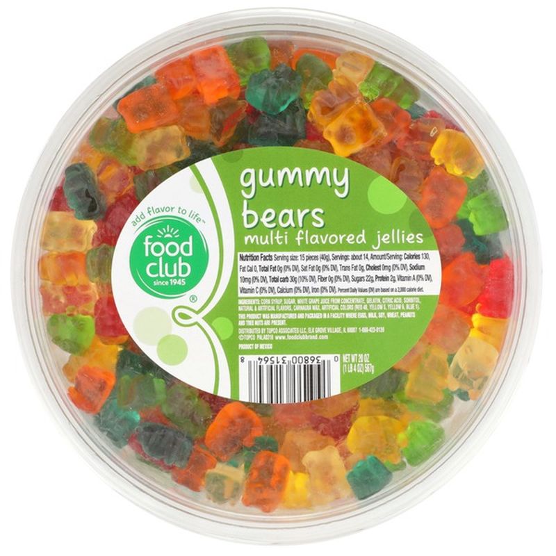 Food Club Gummy Bears Multi Flavored Jellies Candy (20 oz) - Instacart