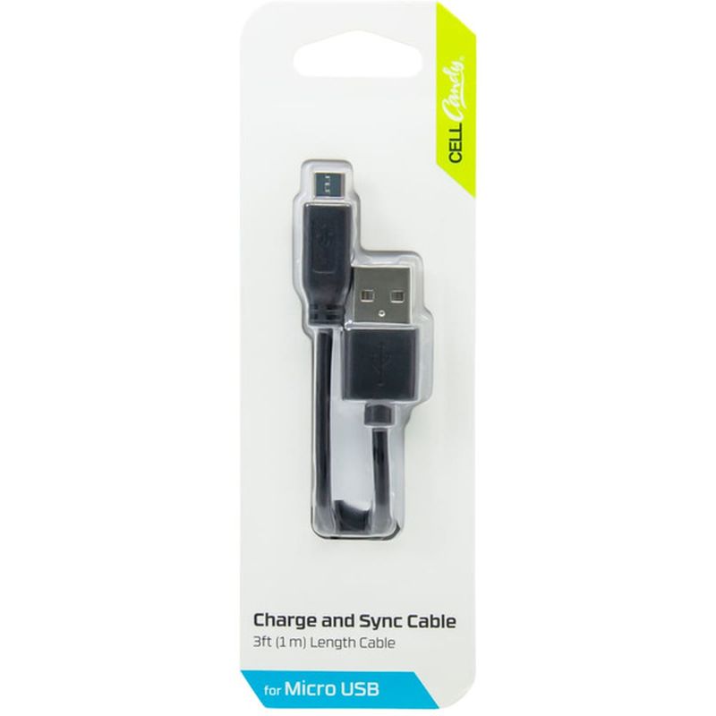 CellCandy 3' Black Micro USB Charging Cable