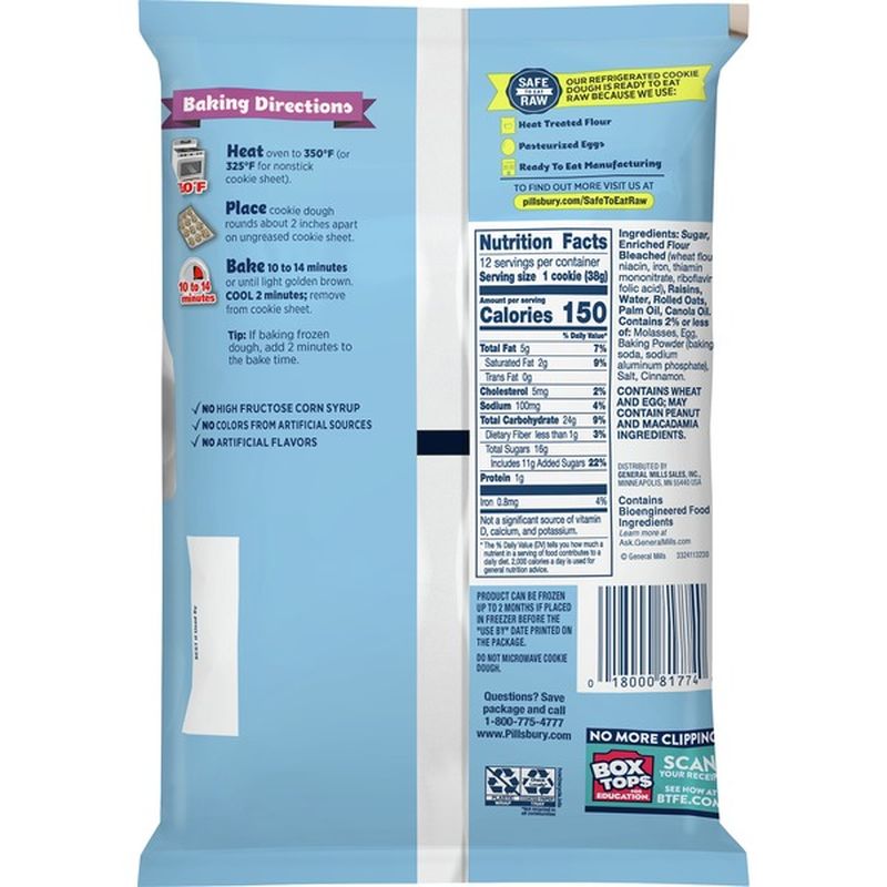 Pillsbury Cookie Dough, Oatmeal Raisin (12 each) Instacart