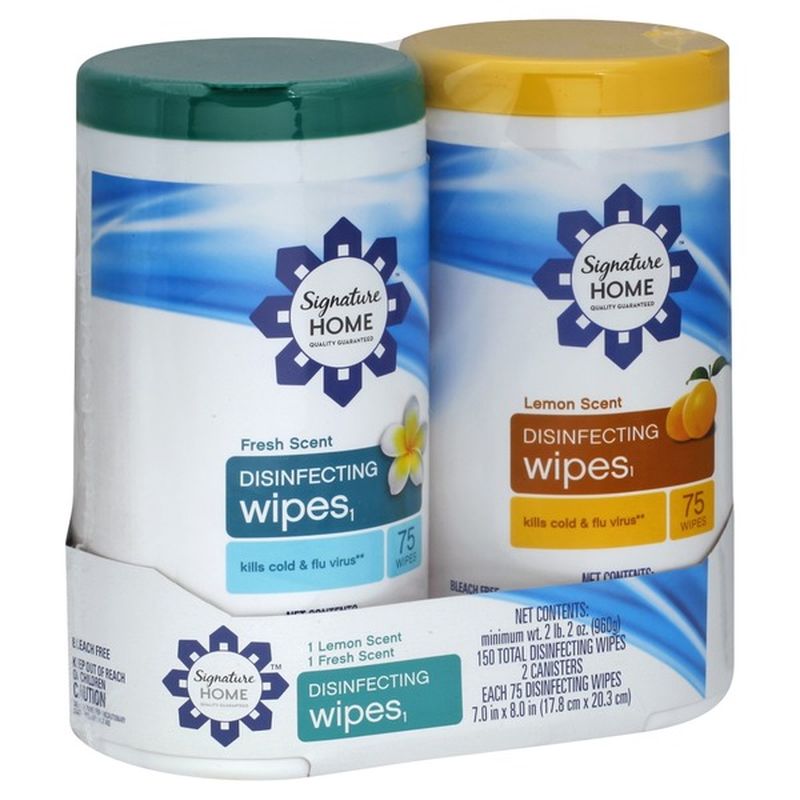 Signature Home Disinfecting Wipes, Fresh, Lemon