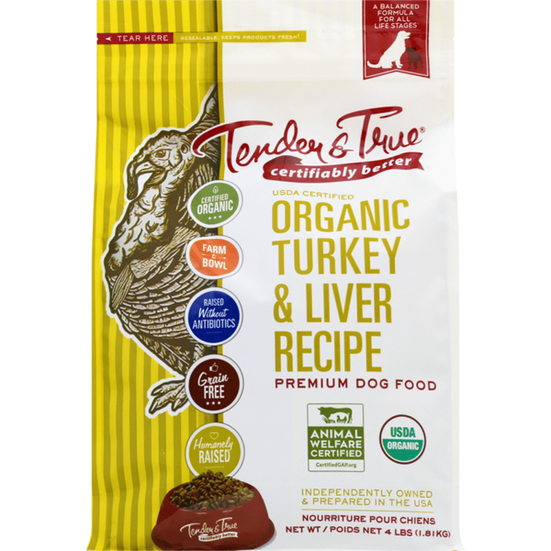 Tender & True Dog Food, Premium, Organic, Turkey & Liver Recipe (4 lb