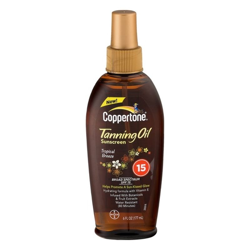 Coppertone Tanning Oil Tropical Breeze Broad Spectrum SPF 15 Sunscreen ...