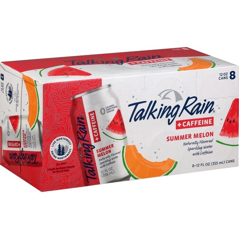 Talking Rain Sparkling Water, +Caffeine, Summer Melon (12 each) from