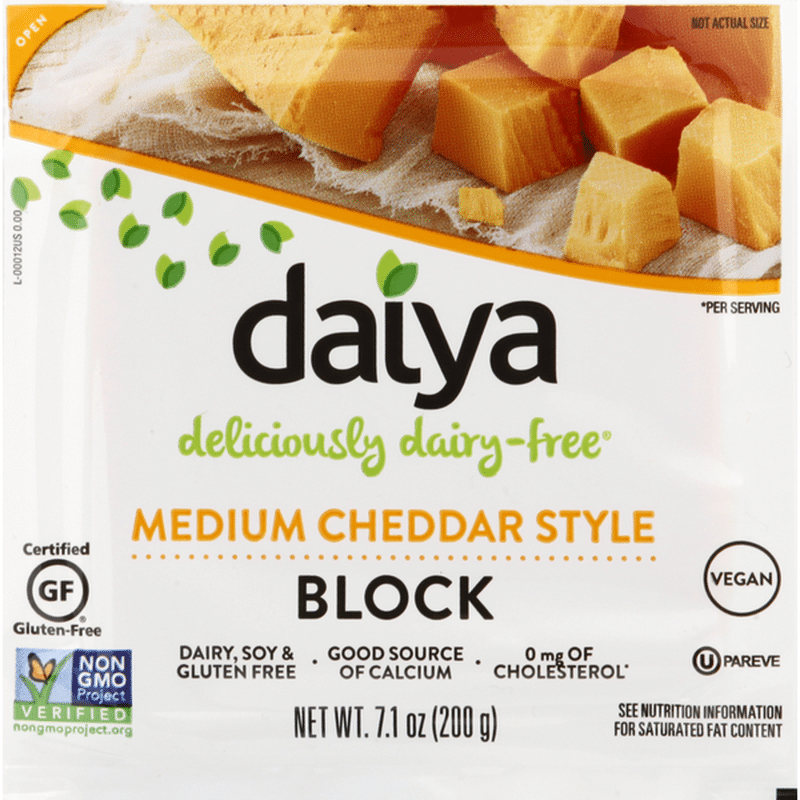 Daiya Cheese Block Medium Cheddar Style Dairy Free 7 1 Oz Instacart