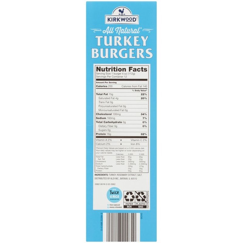 Kirkwood All Natural Turkey Burgers (12 ct) Instacart