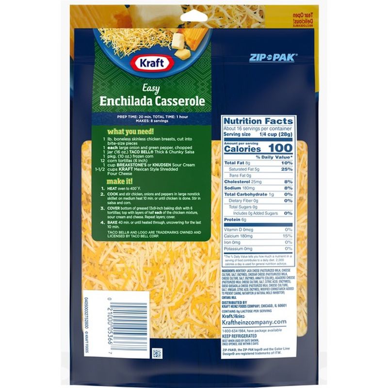 Kraft Mexican Style Four Chese Finely Shredded Natural Cheese