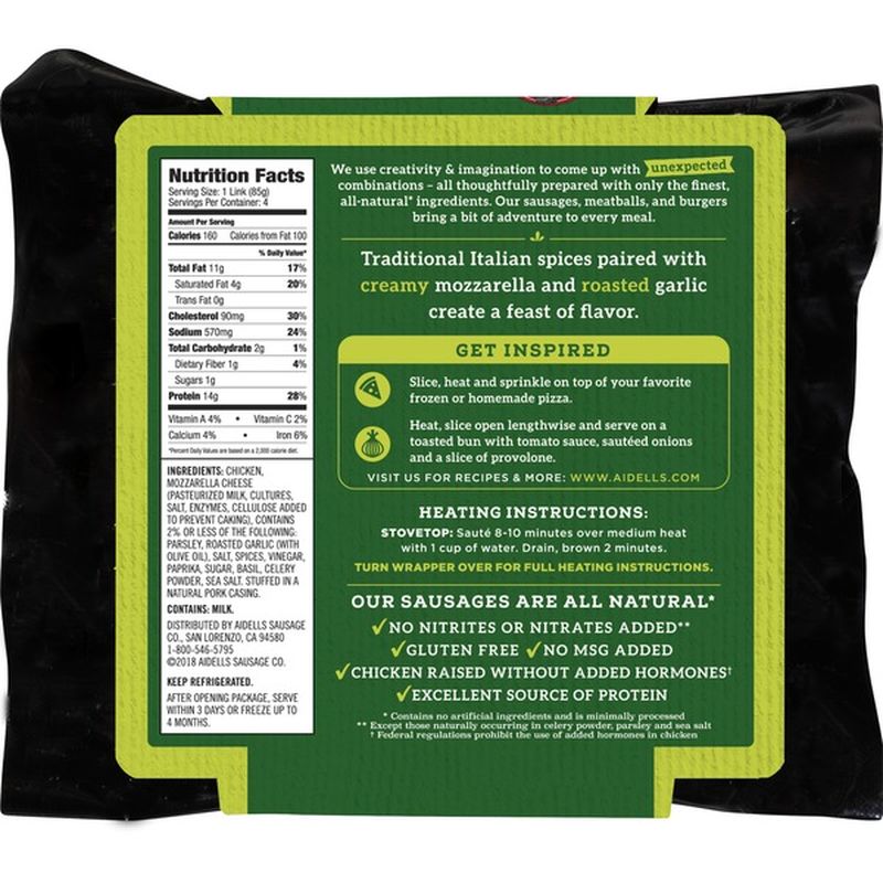 Aidells Smoked Chicken Sausage, Italian Style (12 oz) - Instacart