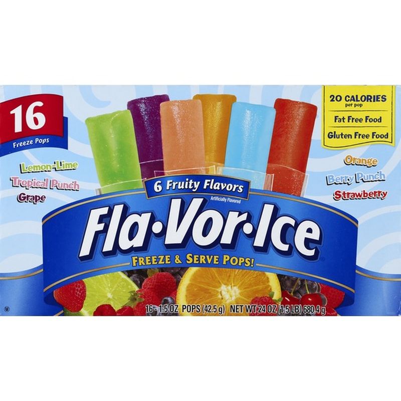 FlaVorIce Freeze Pops, 6 Fruity Flavors (16 each) Instacart