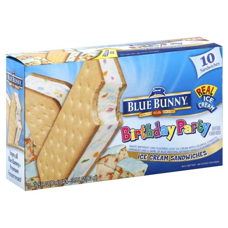 Blue bunny birthday cake ice cream sandwiches Idea