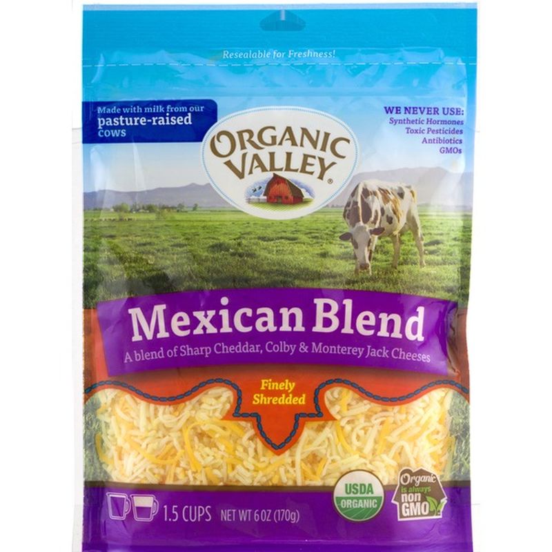 Organic Valley 3 Cheese Organic Finely Shredded Mexican Cheese Blend