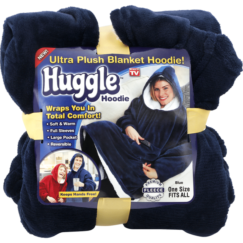 Huggle Hoodie, Blanket, Ultra Plush, Blue, One Size Fits All (1 each ...
